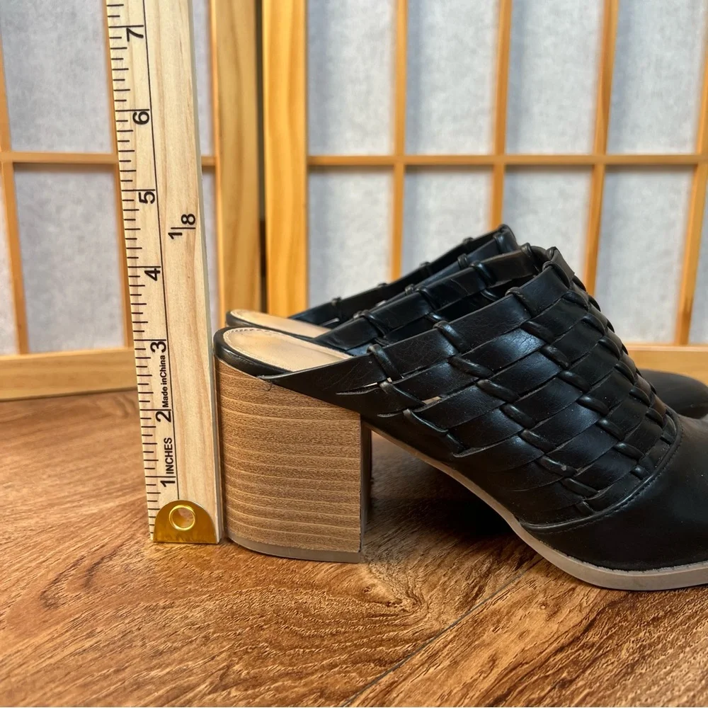 LC Lauren Conrad Woven Mule Heels Black Pointed Toe Size 6.5 - Picture 9 of 11